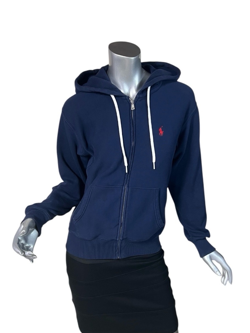 Polo Ralph Lauren SMALL Navy Blue Zip Up Hoodie Sweatshirt Jacket